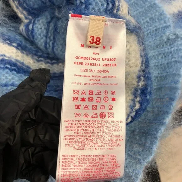 Marni Blue & White Striped Mohair-Blend Sweater Size 38 With Original tag - Picture 12 of 15